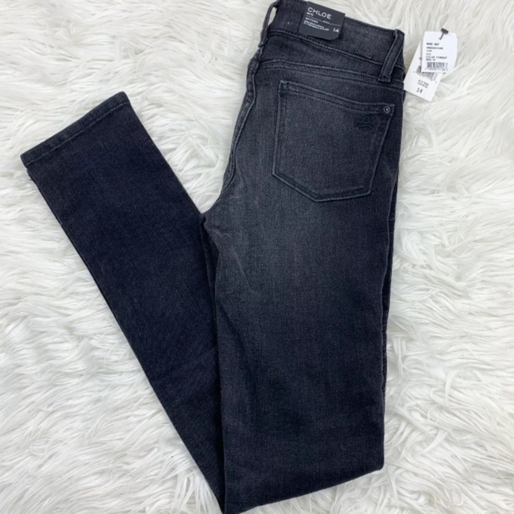 𝅺DL1961 Chloe Moto Skinny Jeans Girl 14 Torque - Picture 3 of 7